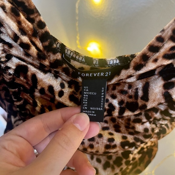 Forever 21 Velvet Ruched Leopard Cami Bodysuit - Picture 3 of 4
